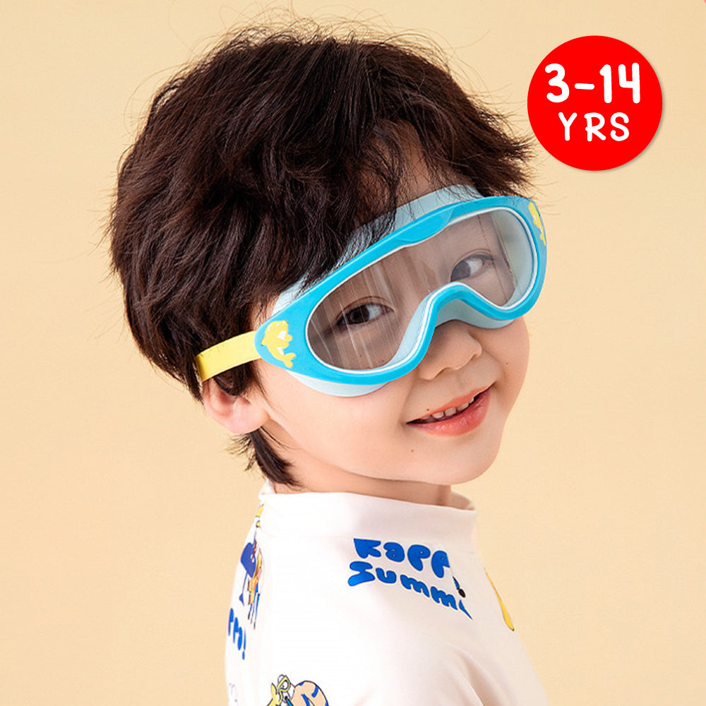 Wide Frame Swimming Goggles With Buckle - Blue Dolphin