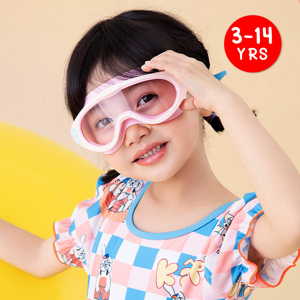 Wide Frame Swimming Goggles With Buckle - Pink Dolphin