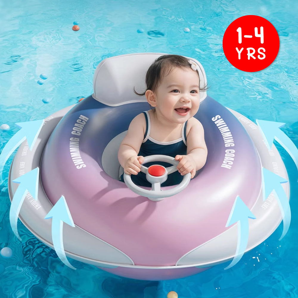 Baby Inflatable Swim Float with Sunshade - Pink