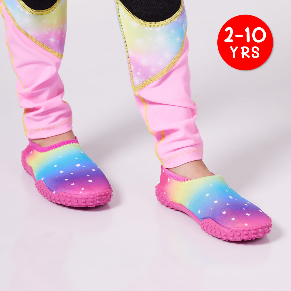 Toddler's Aqua Shoes Pink Rainbow