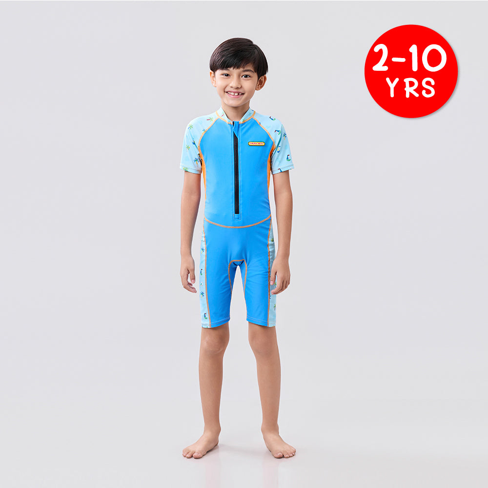 [Pre-Order][Online Exclusive]AquaLite Swimsuit 1-Piece UPF50+ Blue Palm Tree (ETA: 06th Oct 25)