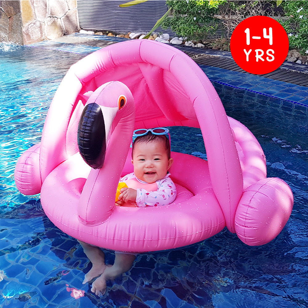 Baby Swim Float with Sunshade - Flamingo ( 6 Months Old & Above )