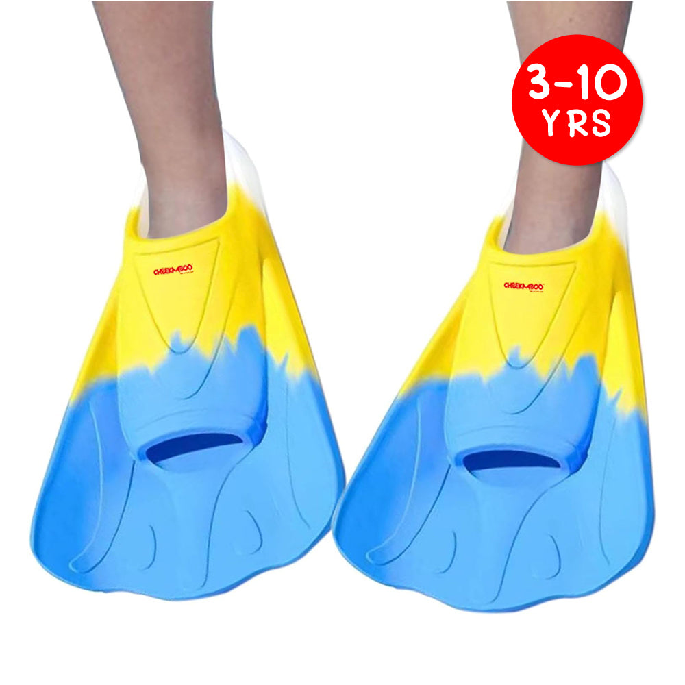 Kids Silicone Swim Fins - Blue Yellow