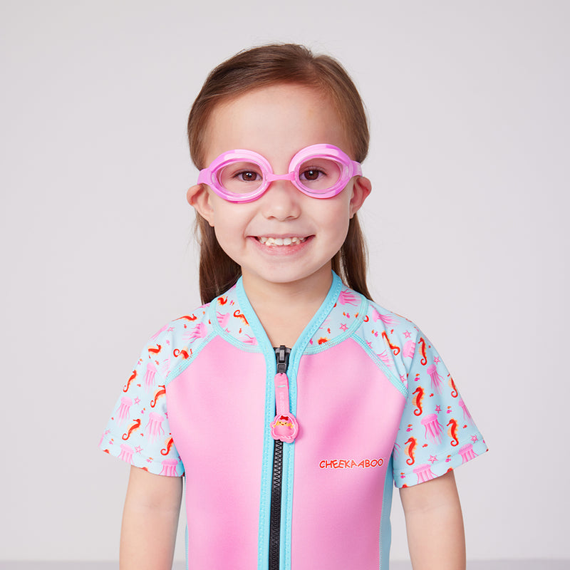 A Kid Wearing the Swim Goggles with UV Protection for Kids