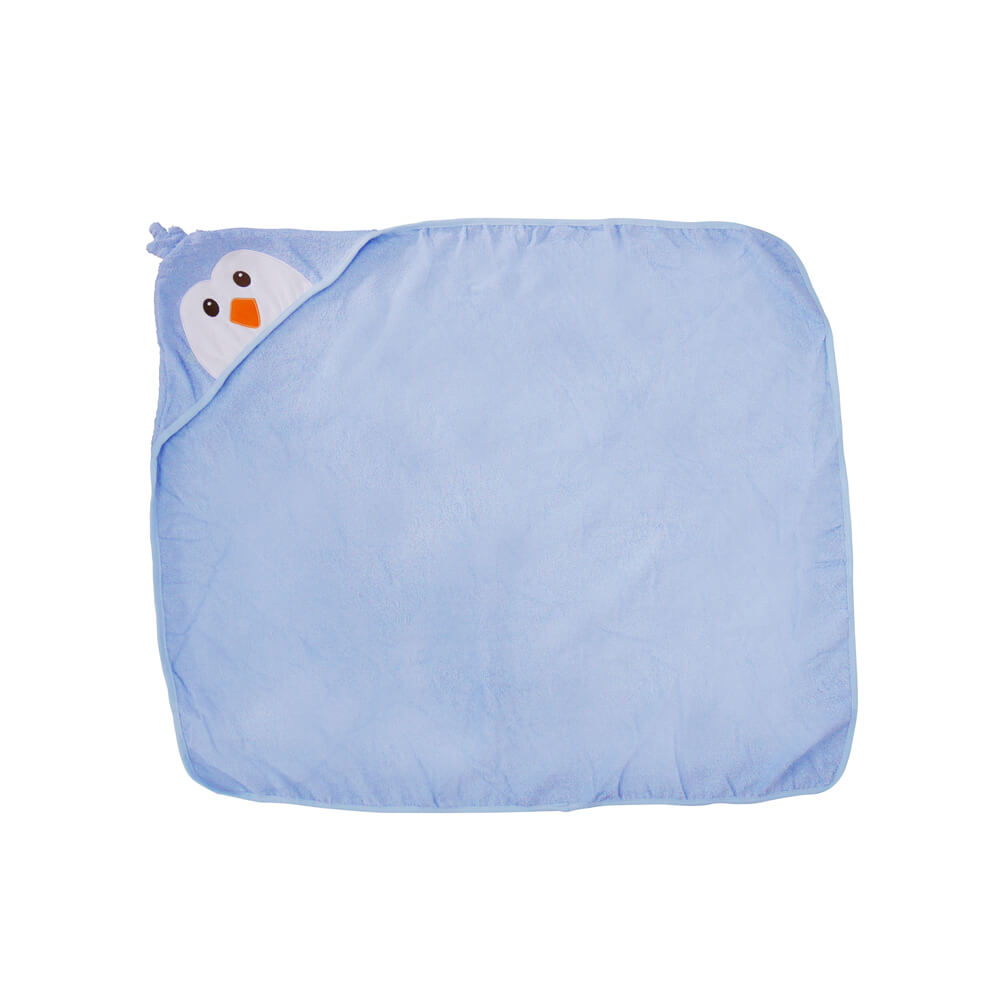 3D Animal Hooded Cotton Bath Towel - Blue Penguin