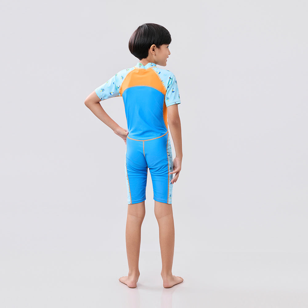 [Pre-Order][Online Exclusive]AquaLite Swimsuit 1-Piece UPF50+ Blue Palm Tree (ETA: 06th Oct 25)