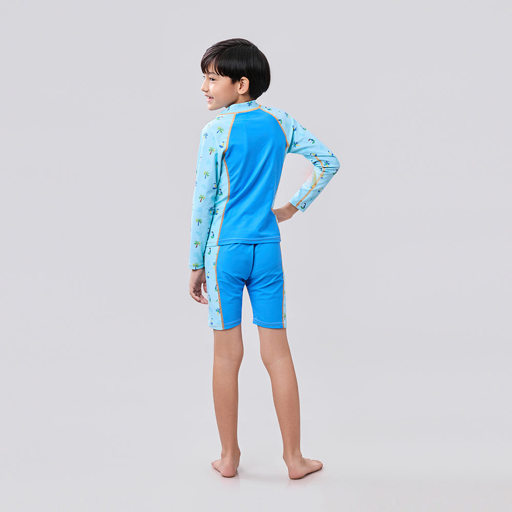 [Pre-Order][Online Exclusive]AquaLite Swimsuit 2-Piece UPF50+ Blue Palm Tree (ETA: 06th Oct 25)