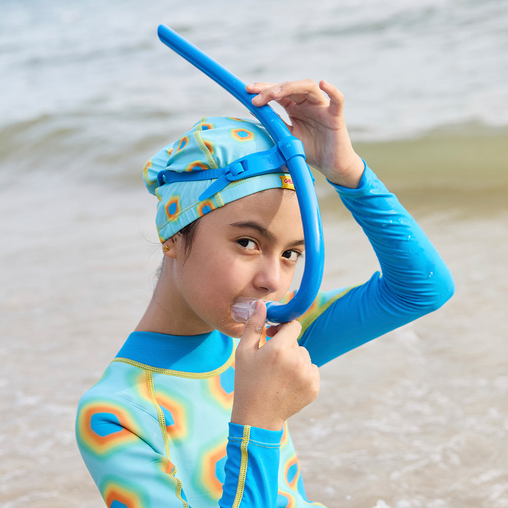 Kids Swimming Training Front-Mounted Snorkel Tube - Blue
