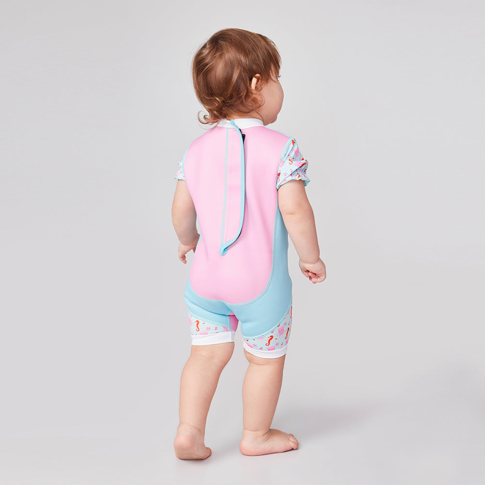 Chittybabes Baby Thermal Swimsuit UPF50+ Pink Jellyfish with Adjusting the Hoop-and-Loop Fastener