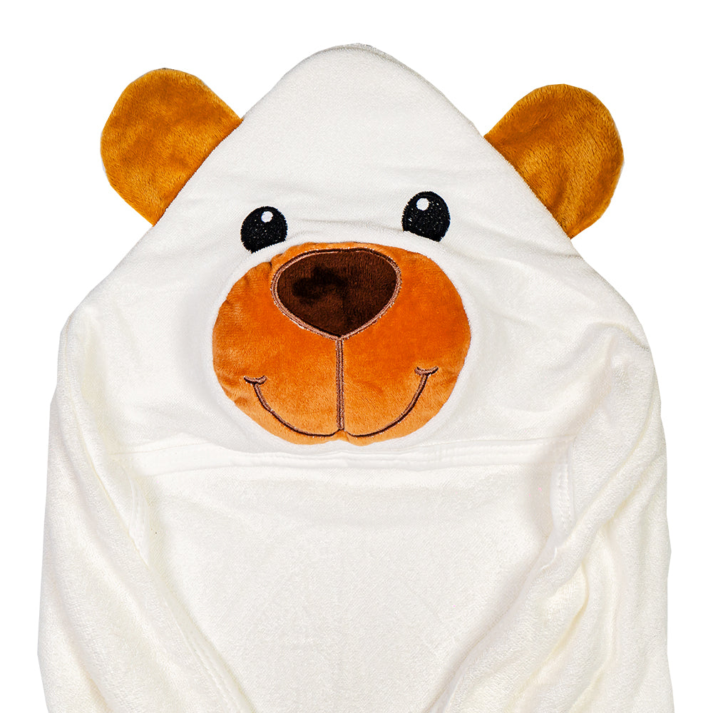 Premium Bamboo Hooded Bath Towel - White Bear