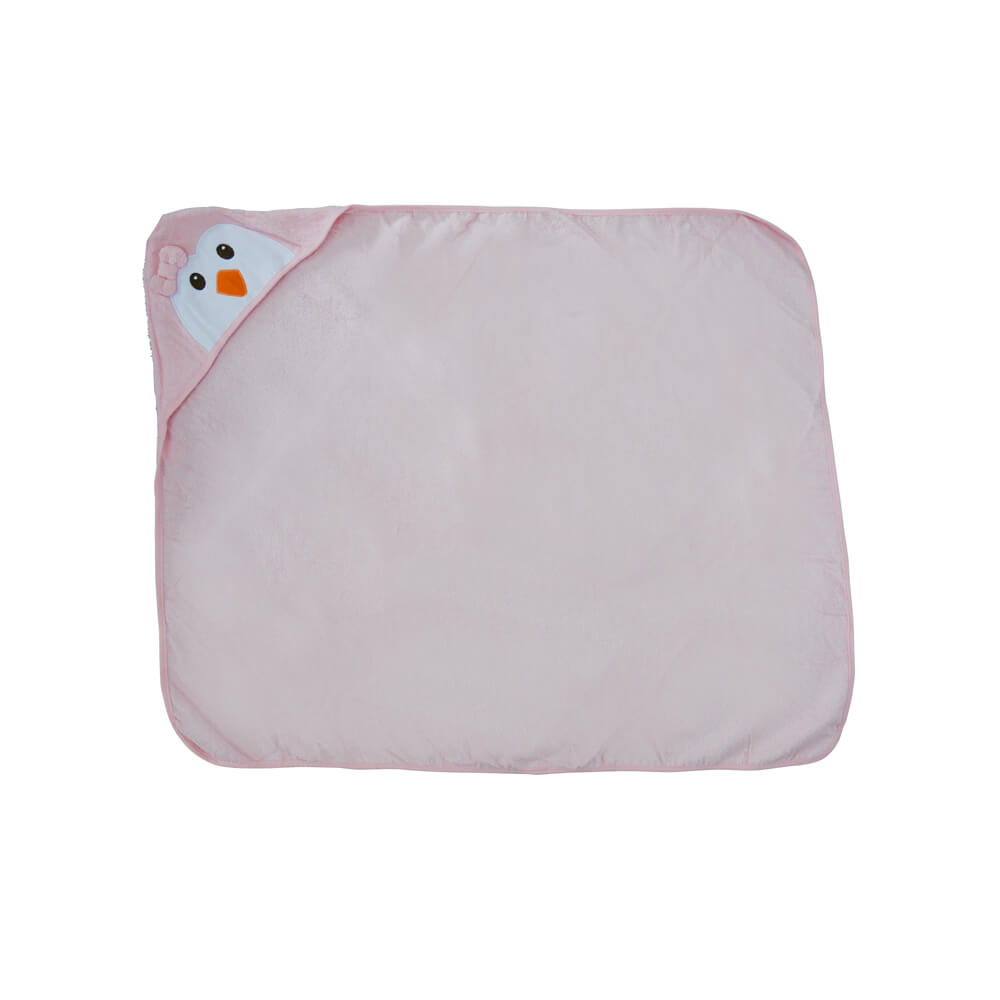 3D Animal Hooded Cotton Bath Towel - Pink Penguin