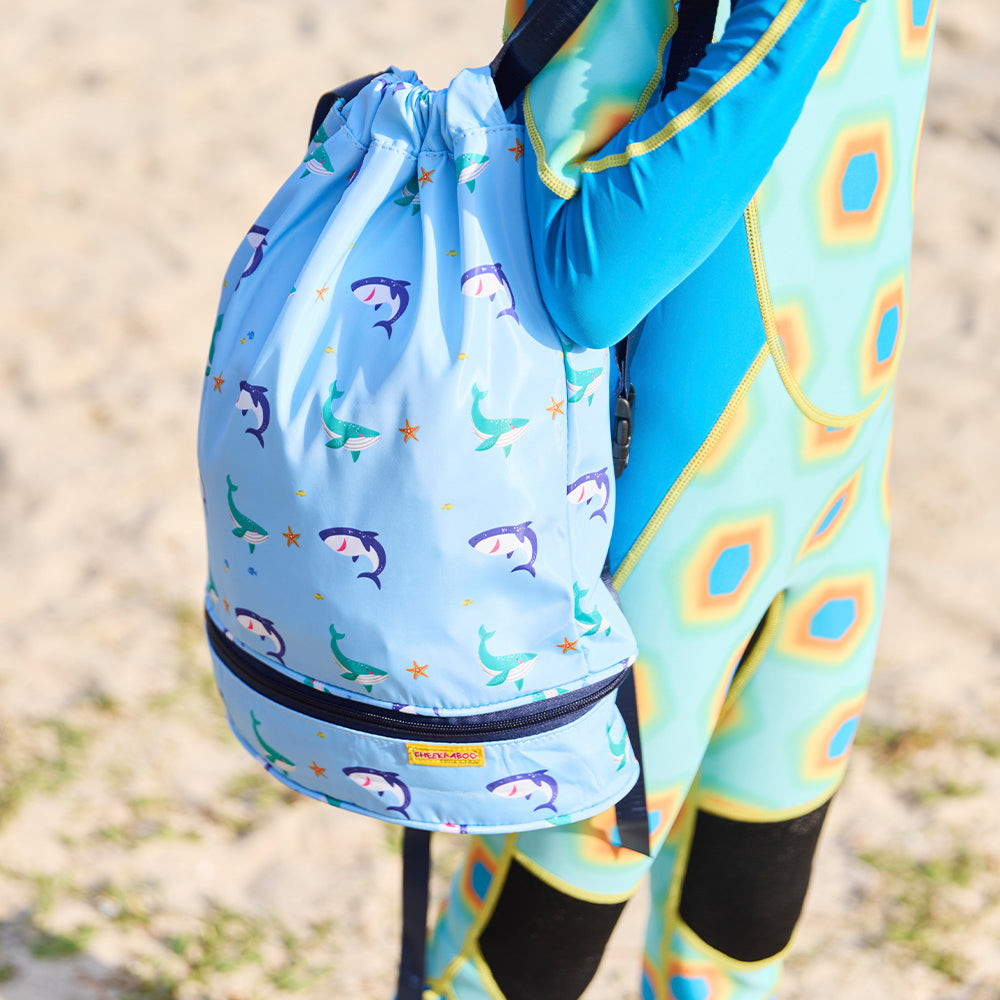 Toddler Lightweight Tropical Paradise Drawstring Bag - Blue Palm Tree