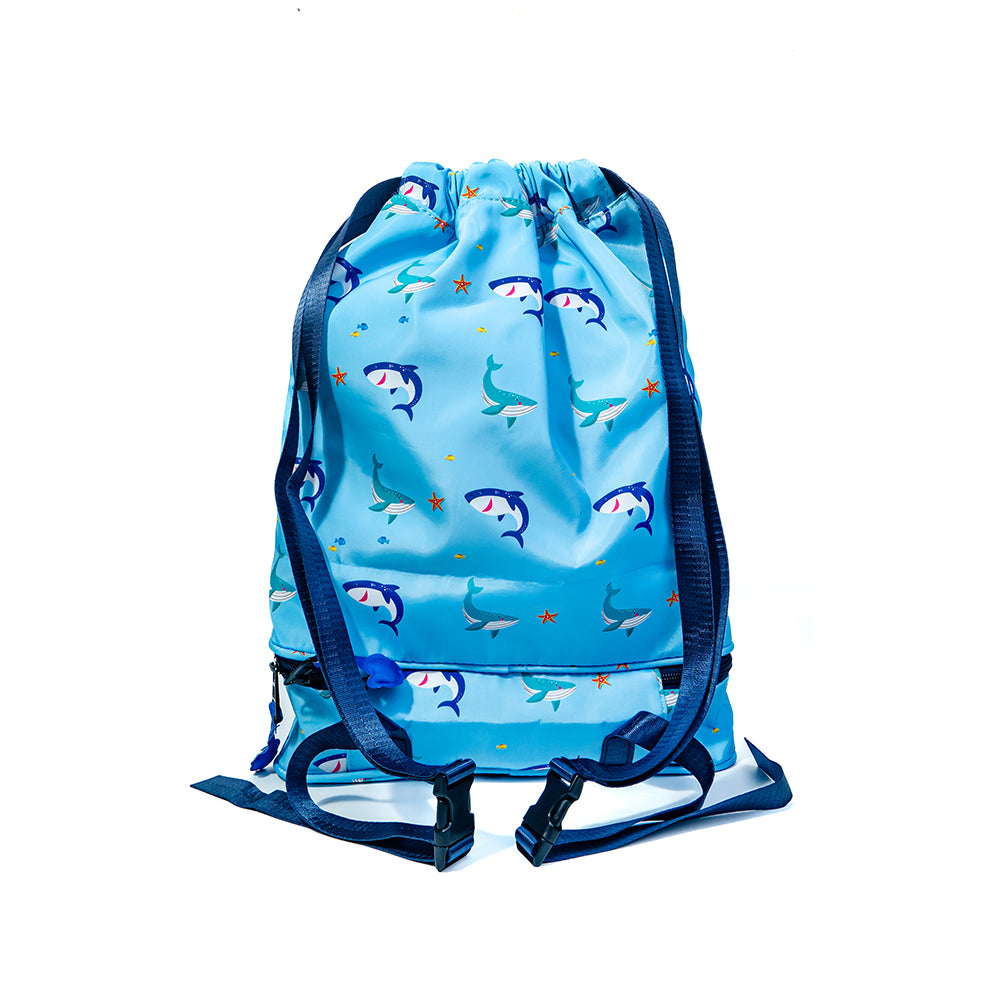 Toddler Lightweight Under The Sea Drawstring Bag - Blue Shark