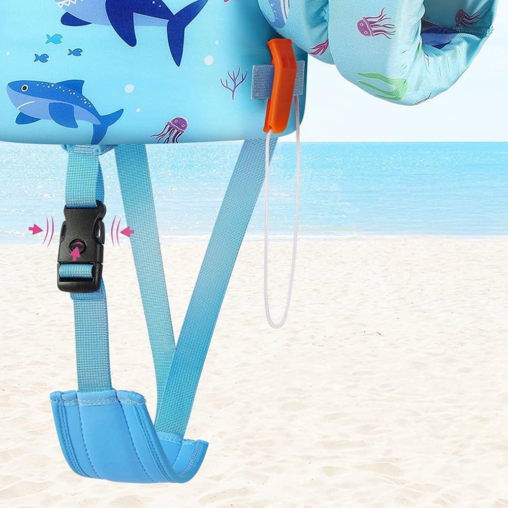 Kids Adjustable Swim Vest with Buckles - Blue Shark