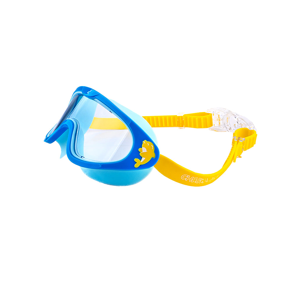 Wide Frame Swimming Goggles With Buckle - Blue Dolphin