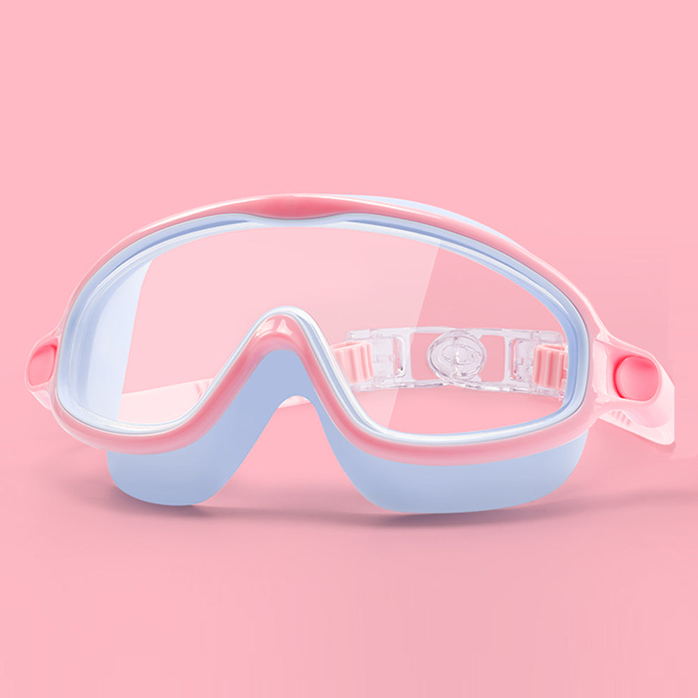 Kids Wide Frame Swimming Goggles With Buckle - Purple Pink
