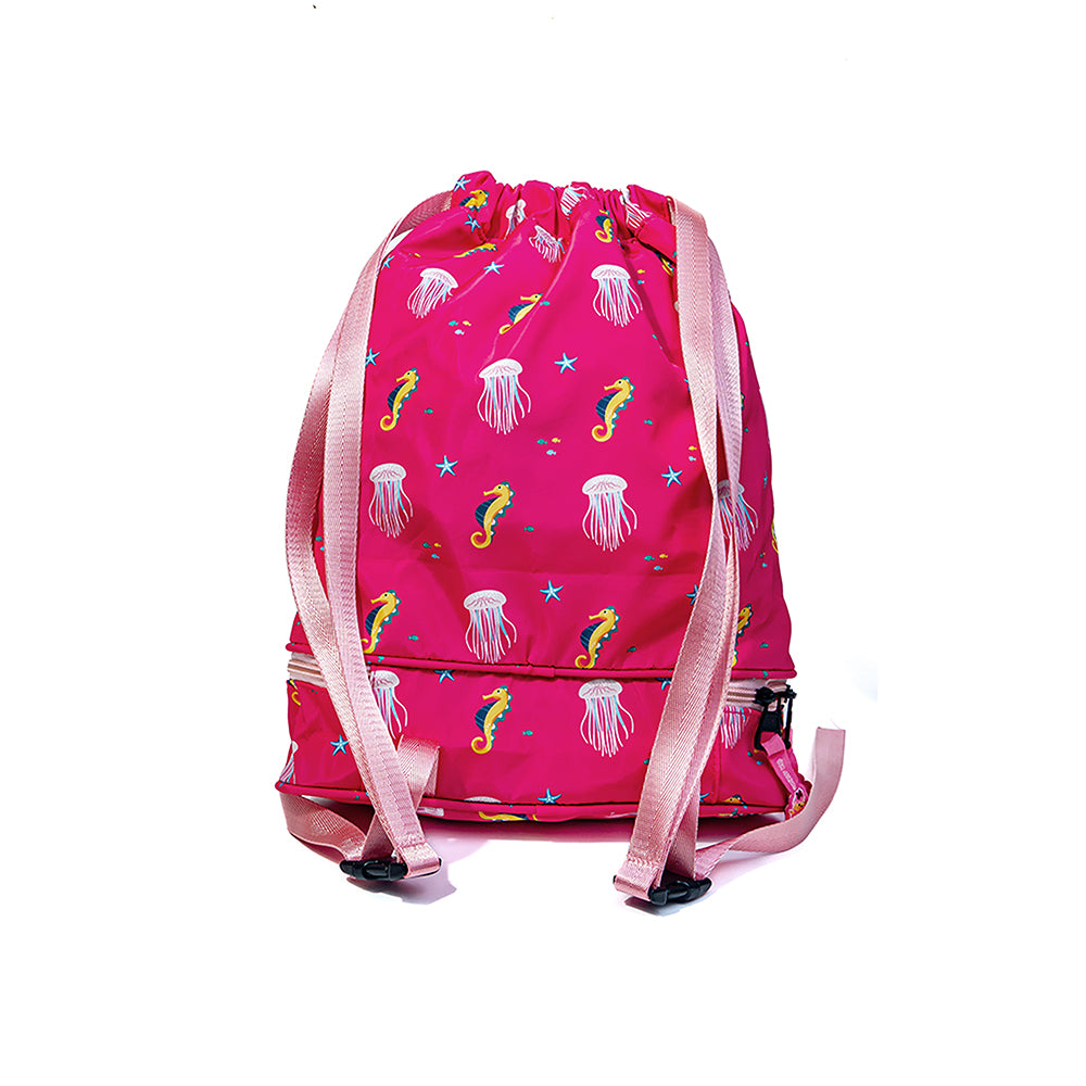 Toddler Lightweight Under The Sea Drawstring Bag - Pink Jellyfish