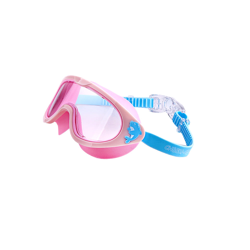 Wide Frame Swimming Goggles With Buckle - Pink Dolphin