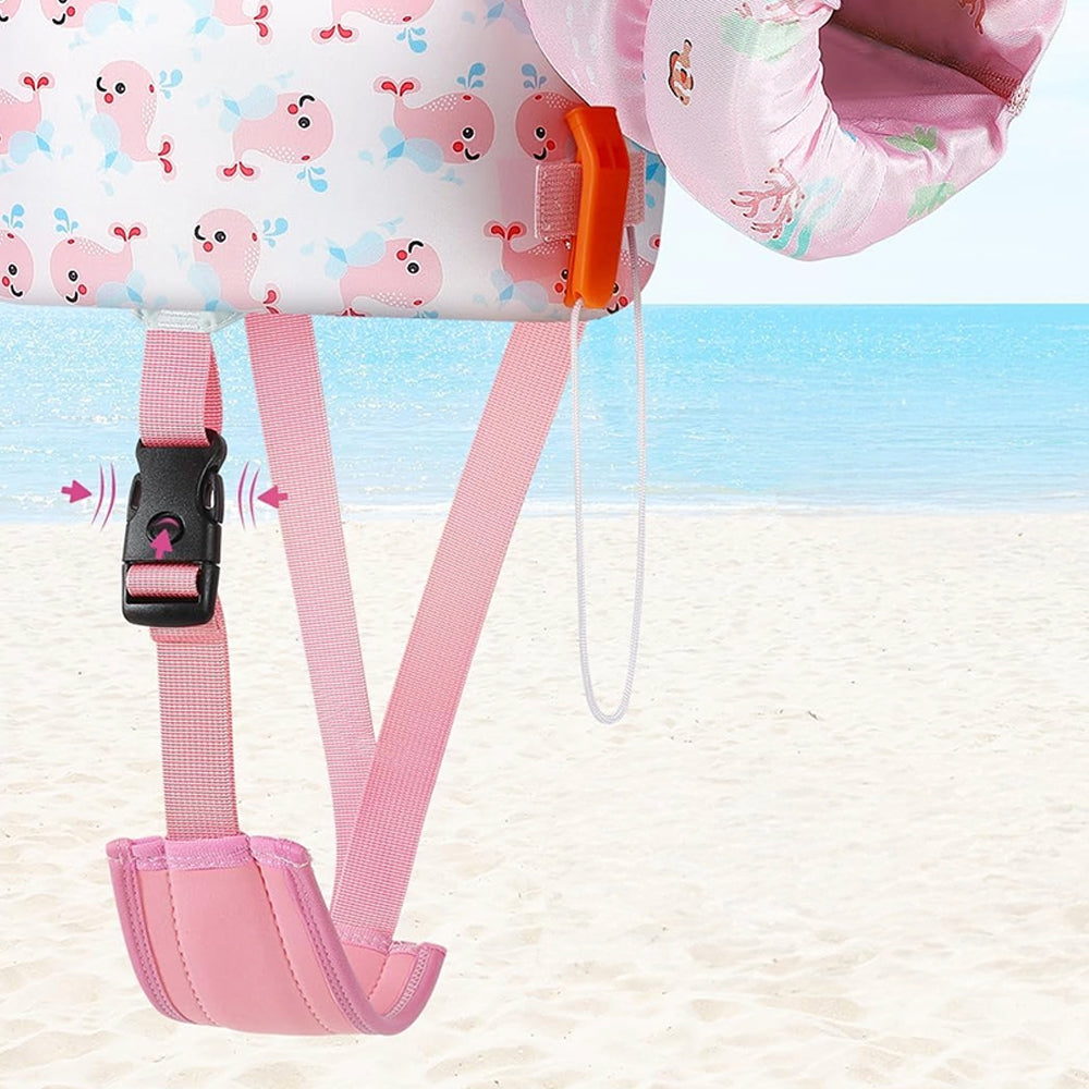 Kids Adjustable Swim Vest with Buckles - Pink Whale