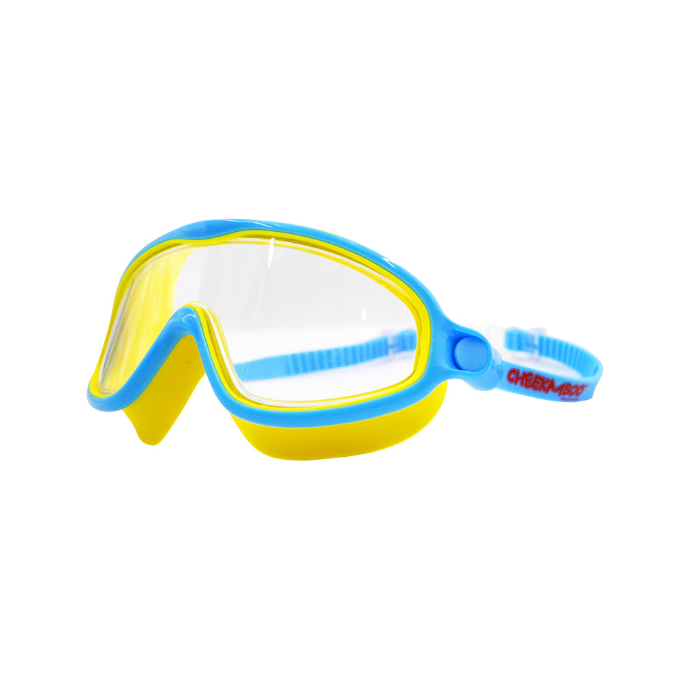 Kids Wide Frame Swimming Goggles With Buckle - Blue Yellow