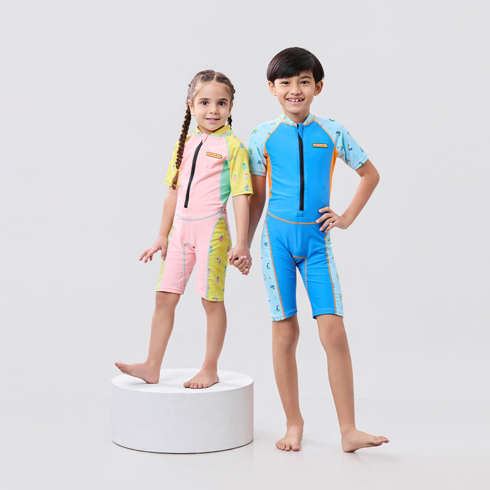 [Pre-Order][Online Exclusive]AquaLite Swimsuit 1-Piece UPF50+ Blue Palm Tree (ETA: 06th Oct 25)