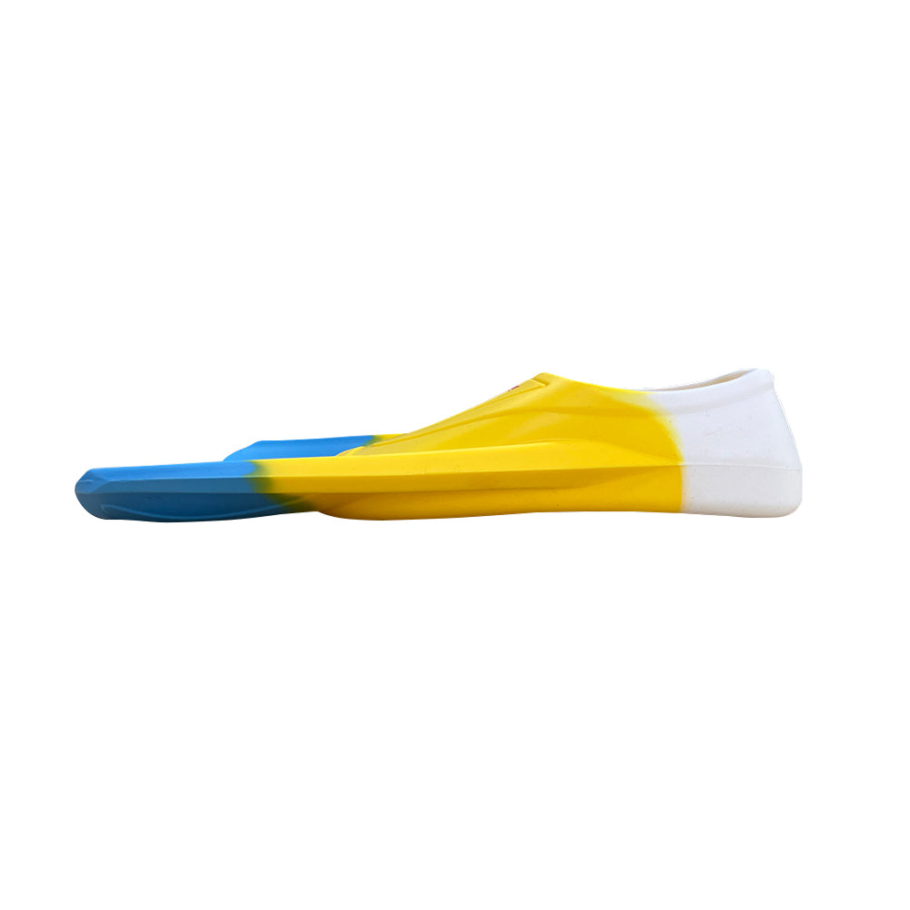 Silicone Swim Fins in Blue Yellow_Side View