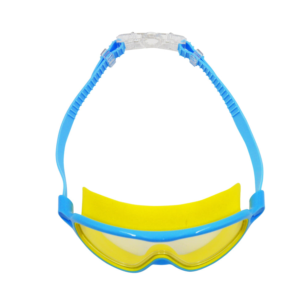 Kids Wide Frame Swimming Goggles With Buckle - Blue Yellow