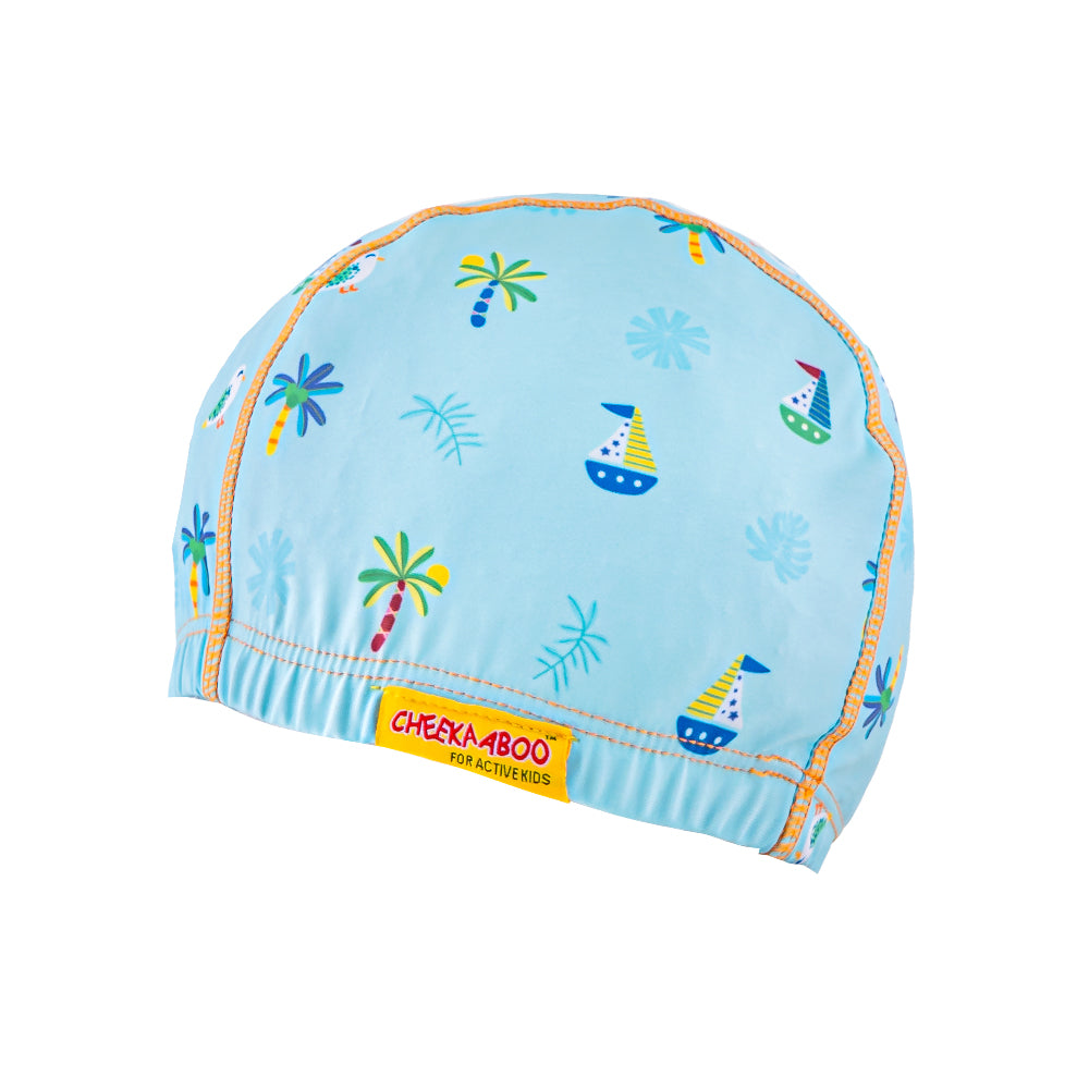 [Pre-order][Online Exclusive]Protective Toddler Swim Cap Blue Palm Tree (ETA: 06th Oct 2025)
