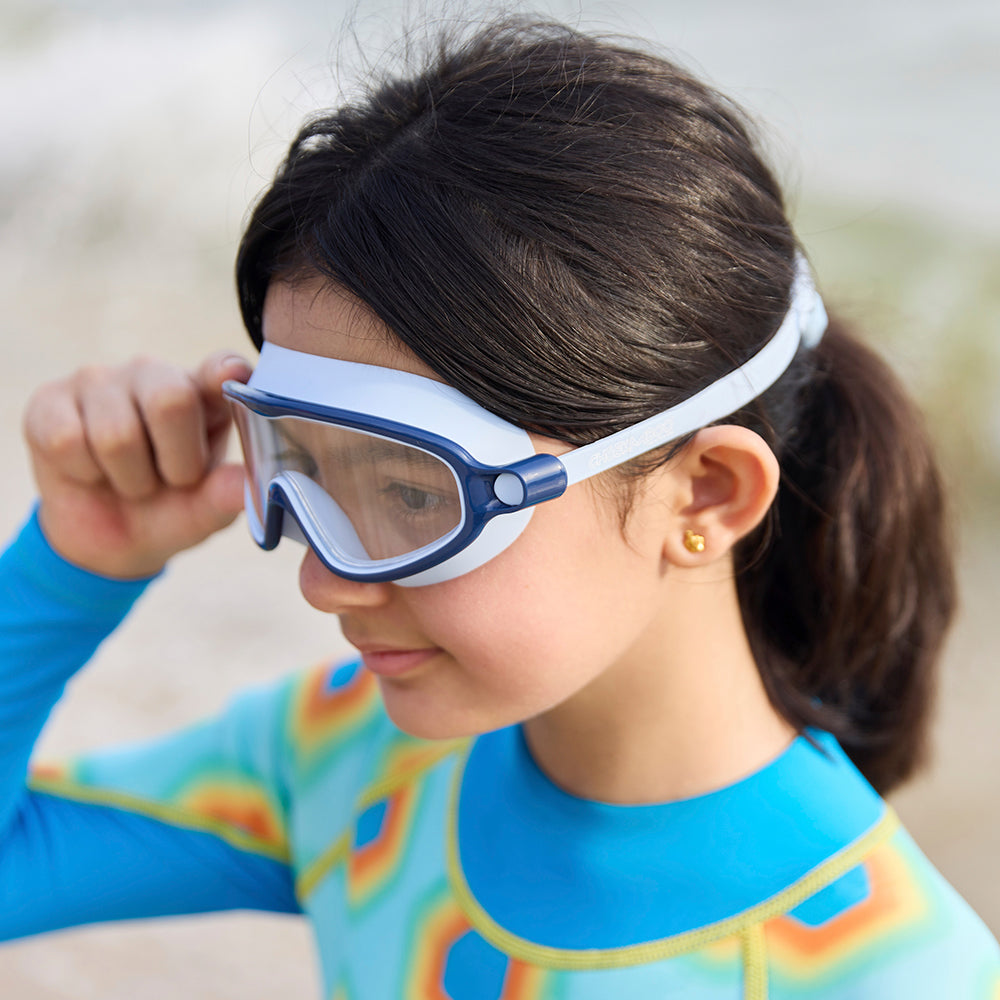 Wide Frame Swim Goggles With Buckle - Navy Blue (3 - 14 Years Old)