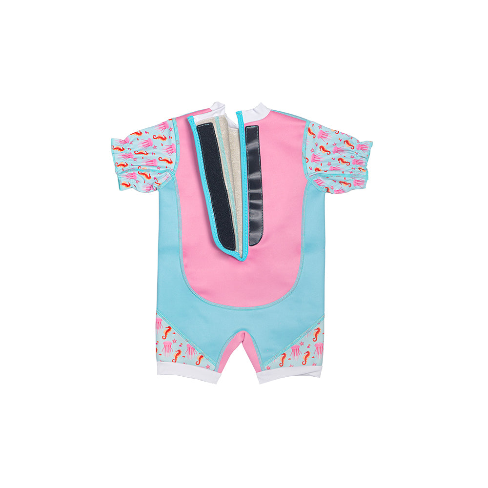 Chittybabes Baby Thermal Swimming Suit UPF50+ Pink Jellyfish with Adjusting the Hoop-and-Loop Fastener