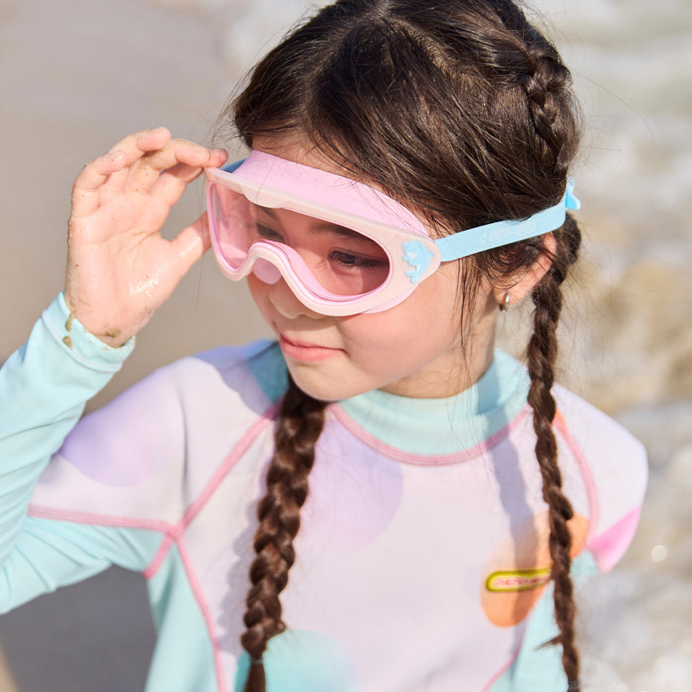 Wide Frame Swim Goggles With Buckle - Pink Dolphin (3 - 14 Years Old)
