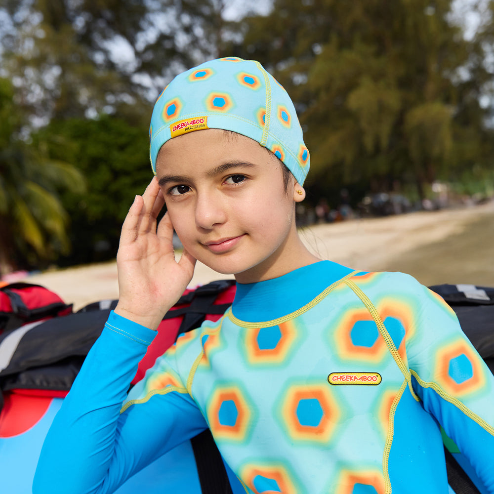 [Online Exclusive] Protective Toddler Swim Cap Hexagon