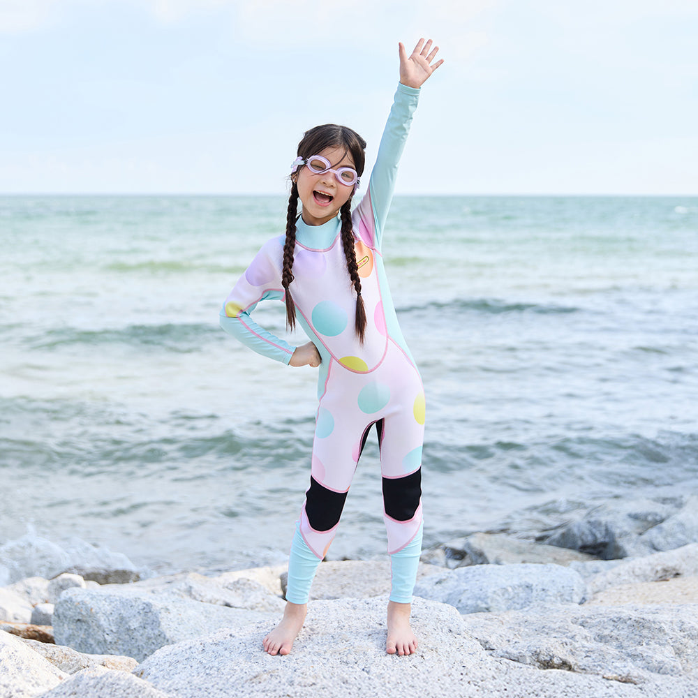 [Online Exclusive] Long Sleeve Sunsafe Toddler Thermal Swimsuit UPF50+ Polkadot