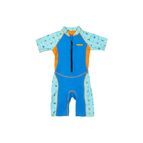 AquaLite Swimsuit Nylon 1-Piece UPF50+ Blue Palm Tree