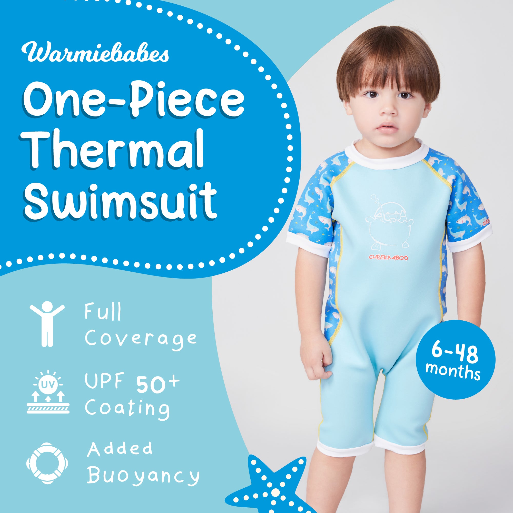 Warmiebabes Thermal Swimsuit UPF50+ Blue Shark
