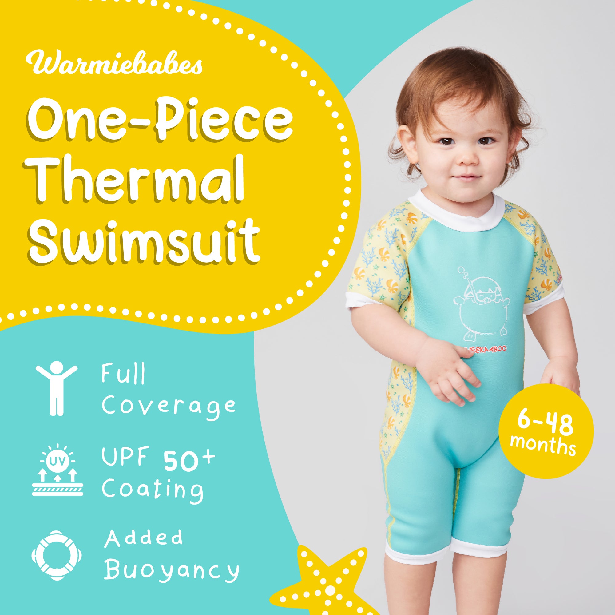 Warmiebabes Thermal Swimsuit UPF50+ Green Coral