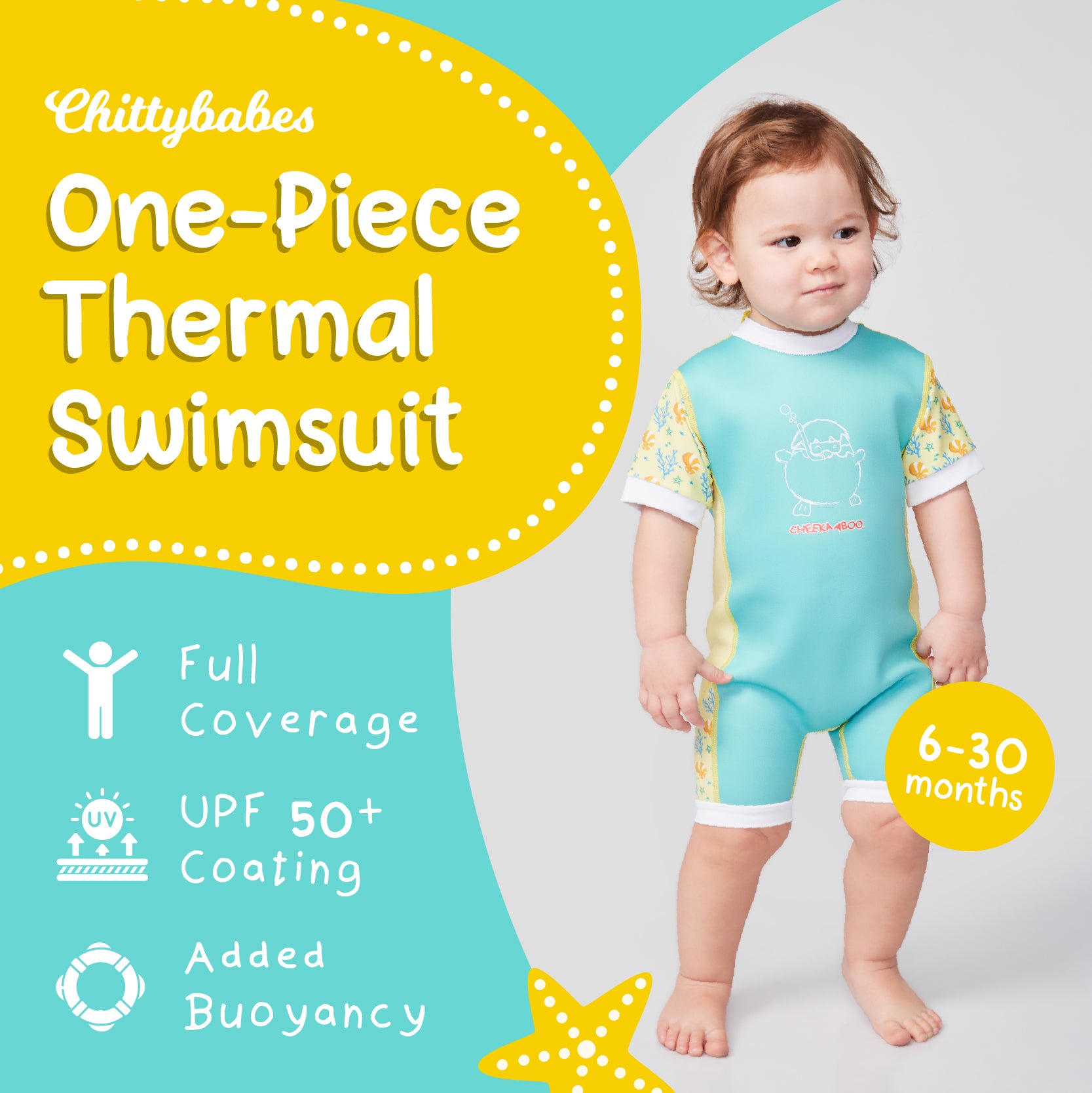 Chittybabes Baby Thermal Swimsuit UPF50+ Green Coral