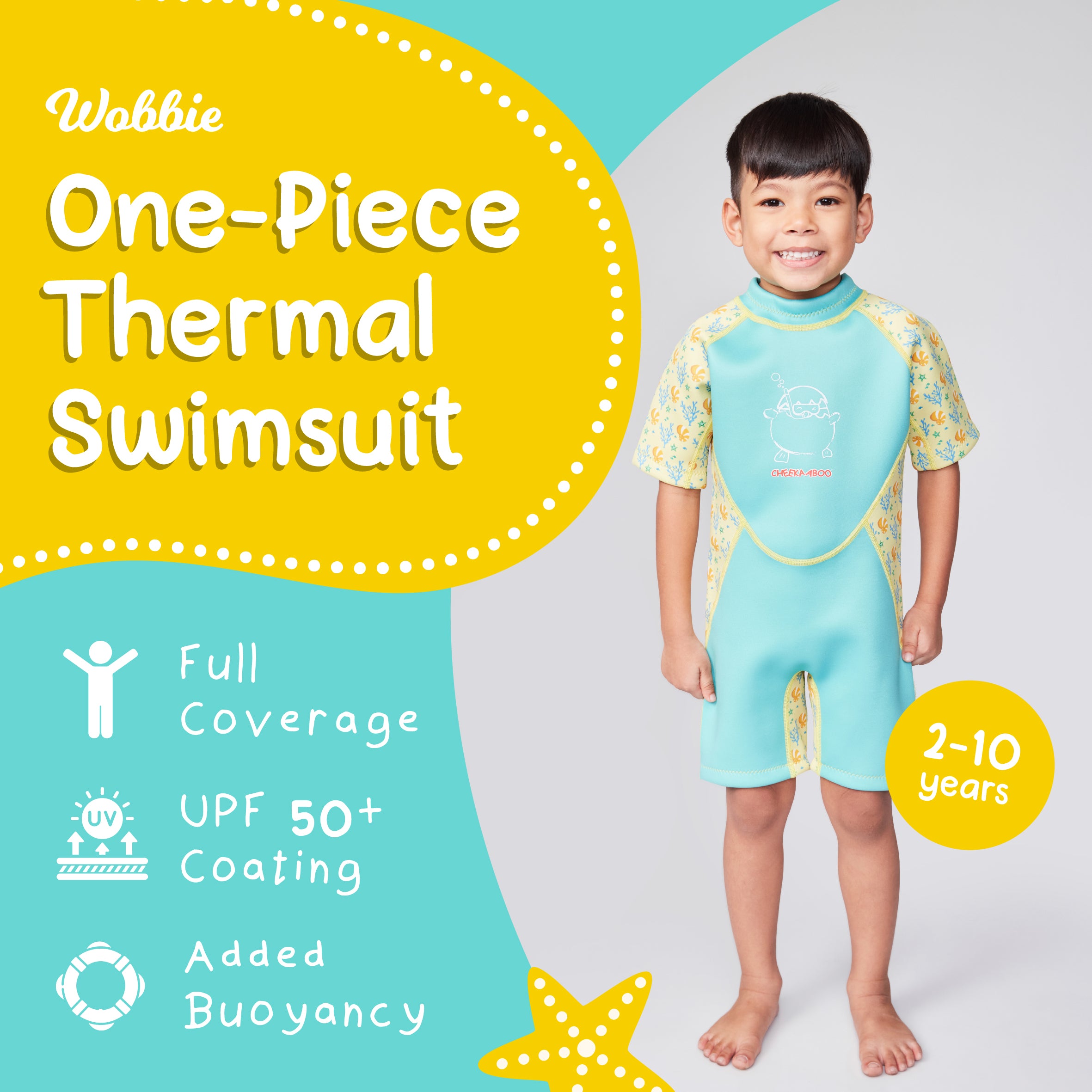 Kiddies Toddler Thermal Swimsuit UPF50+ Green Coral