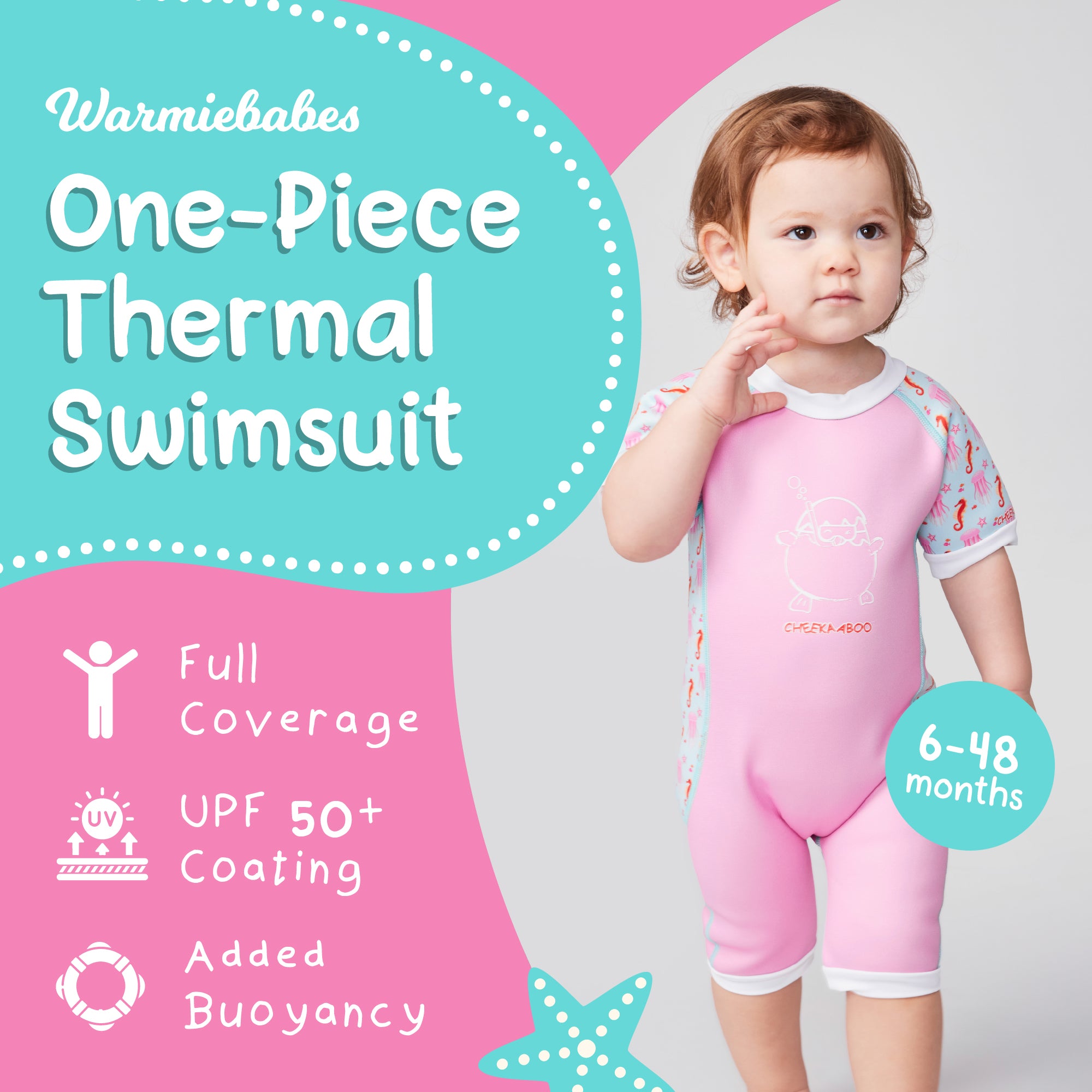 Warmiebabes Thermal Swimsuit UPF50+ Pink Jellyfish