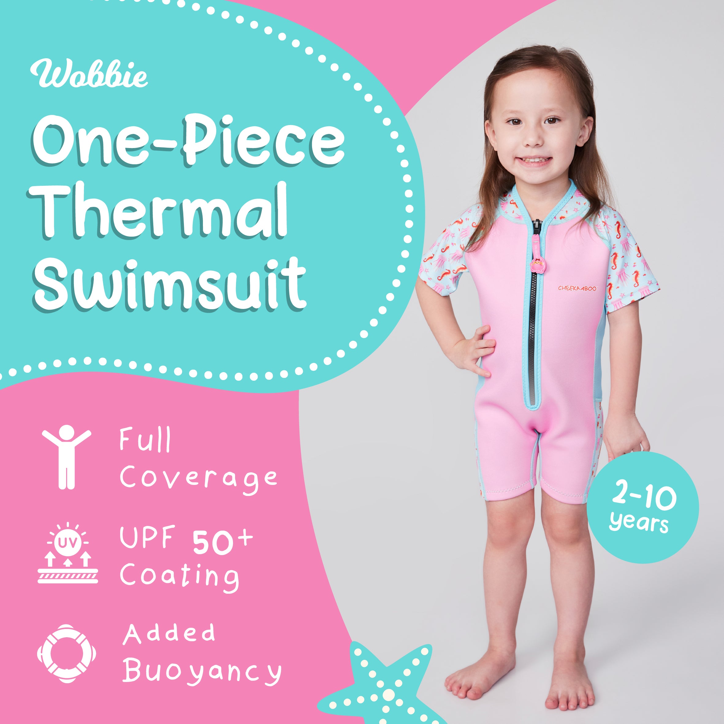 Wobbie Toddler Thermal Swimsuit UPF50+ - Pink Jellyfish