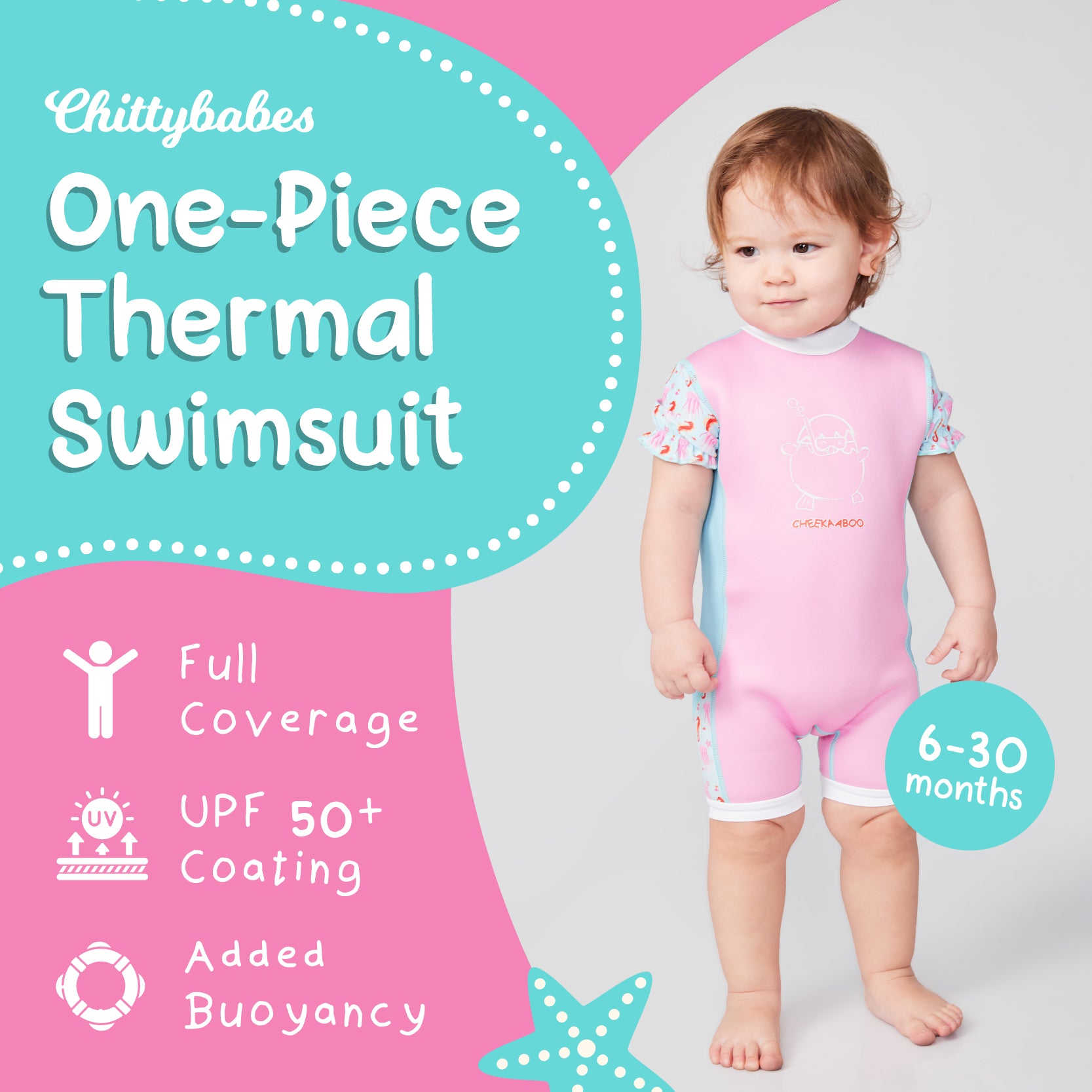Chittybabes Baby Thermal Swimsuit UPF50+ Pink Jellyfish