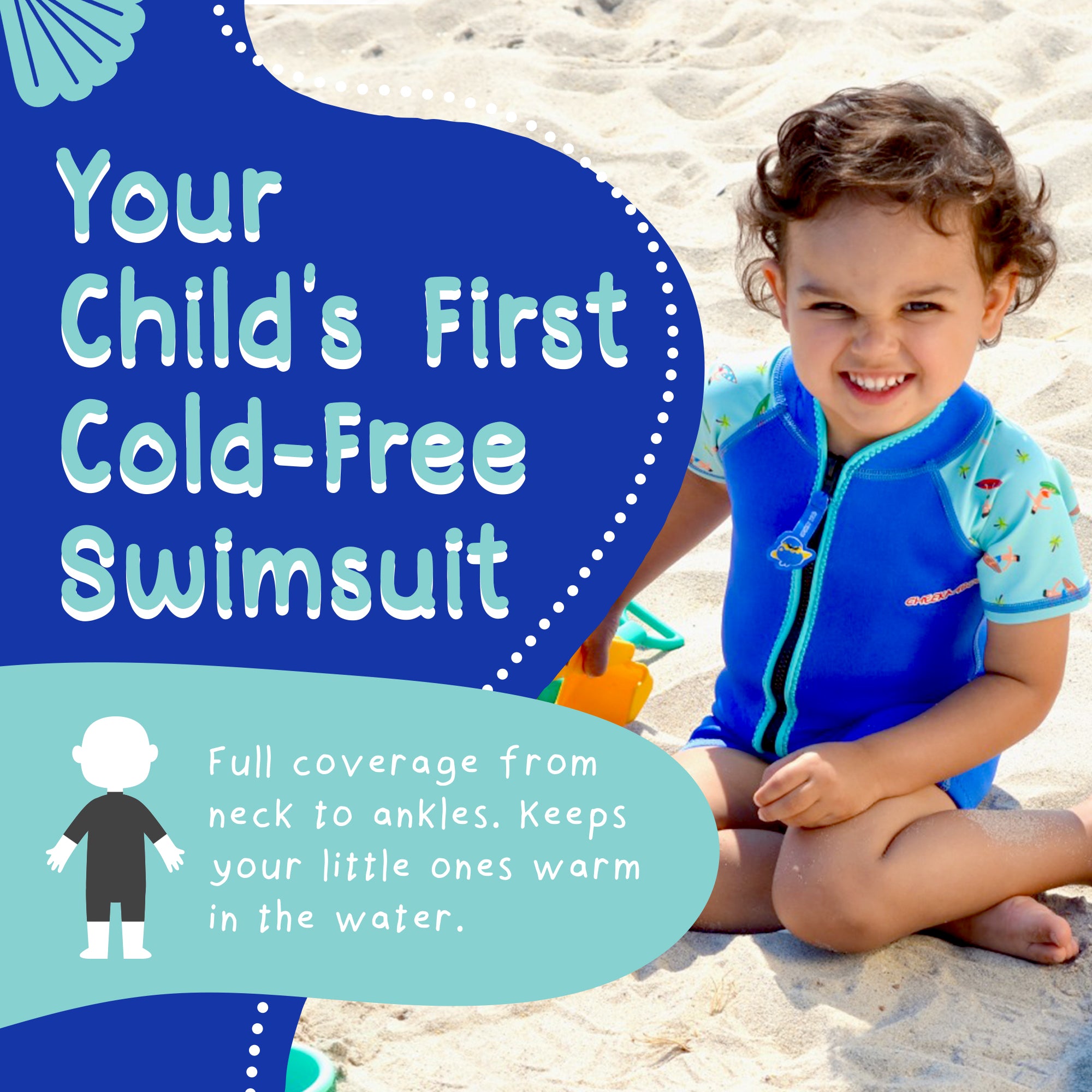 Wobbie Toddler Thermal Swimsuit UPF50+ Navy Blue Surfer