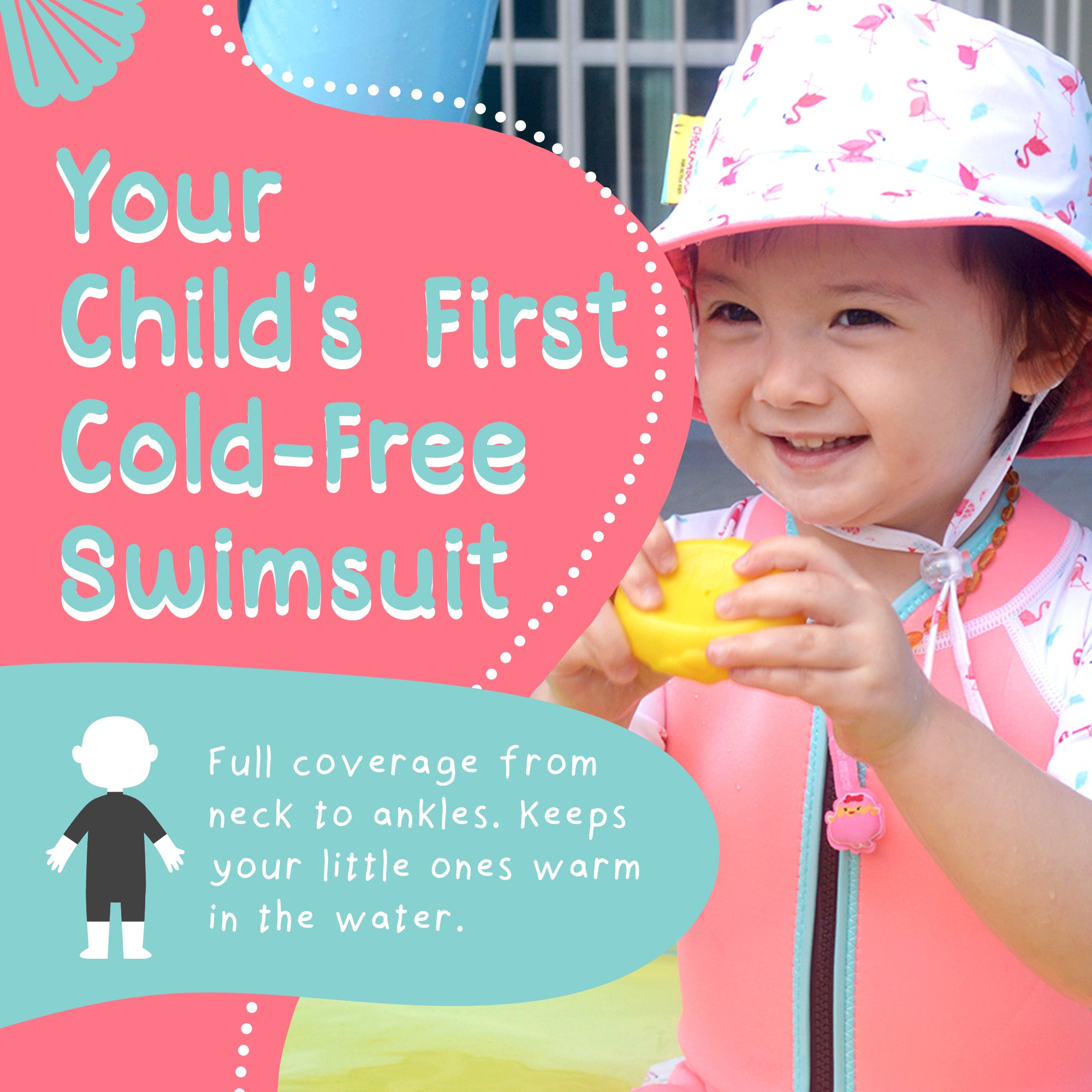 Wobbie Toddler Thermal Swimsuit UPF50+ Pink Flamingo