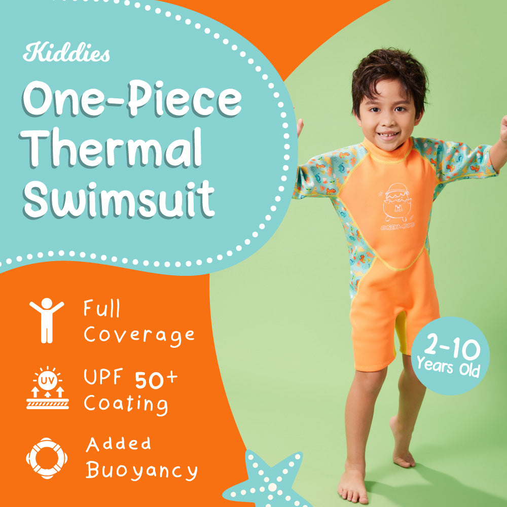 Kiddies Toddler Thermal Swimsuit UPF50+ Orange Dino