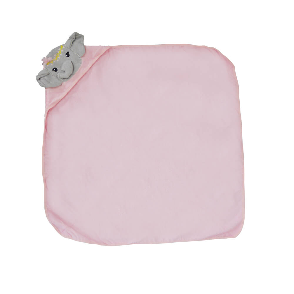 Premium 3D Animal Hooded Cotton Bath Towel - Pink Elephant