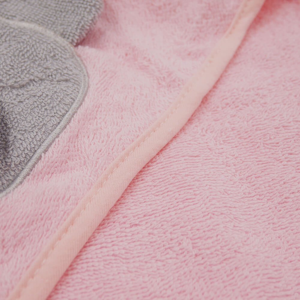 Premium 3D Animal Hooded Cotton Bath Towel - Pink Elephant