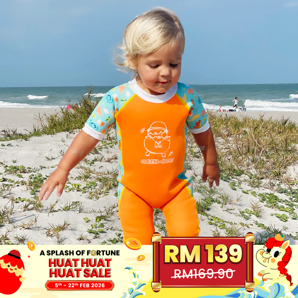 Warmiebabes Baby & Toddler Thermal Swimsuit UPF50+ Red Sky Transportation