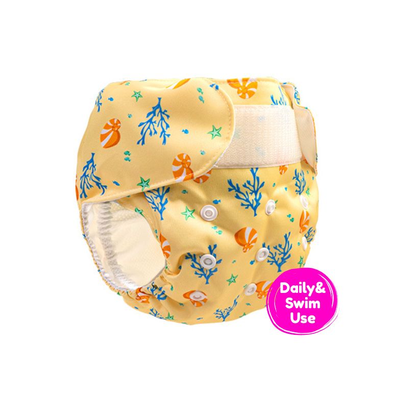 Baby Reusable Swim Diaper - Coral - Free Size