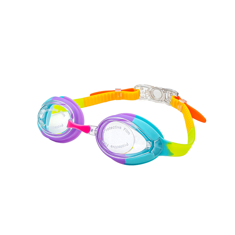 Kids Adjustable Silicone Strap Swimming Goggles  - Rainbow