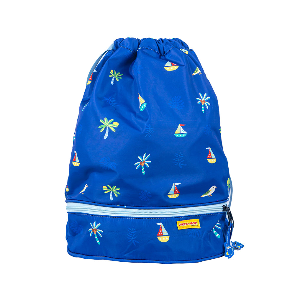 Toddler Lightweight Tropical Paradise Drawstring Bag - Blue Palm Tree